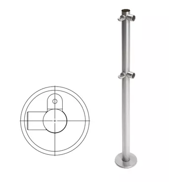 OXGARD Стойка ограждения L-образная с 2-мя полупетлями cправа